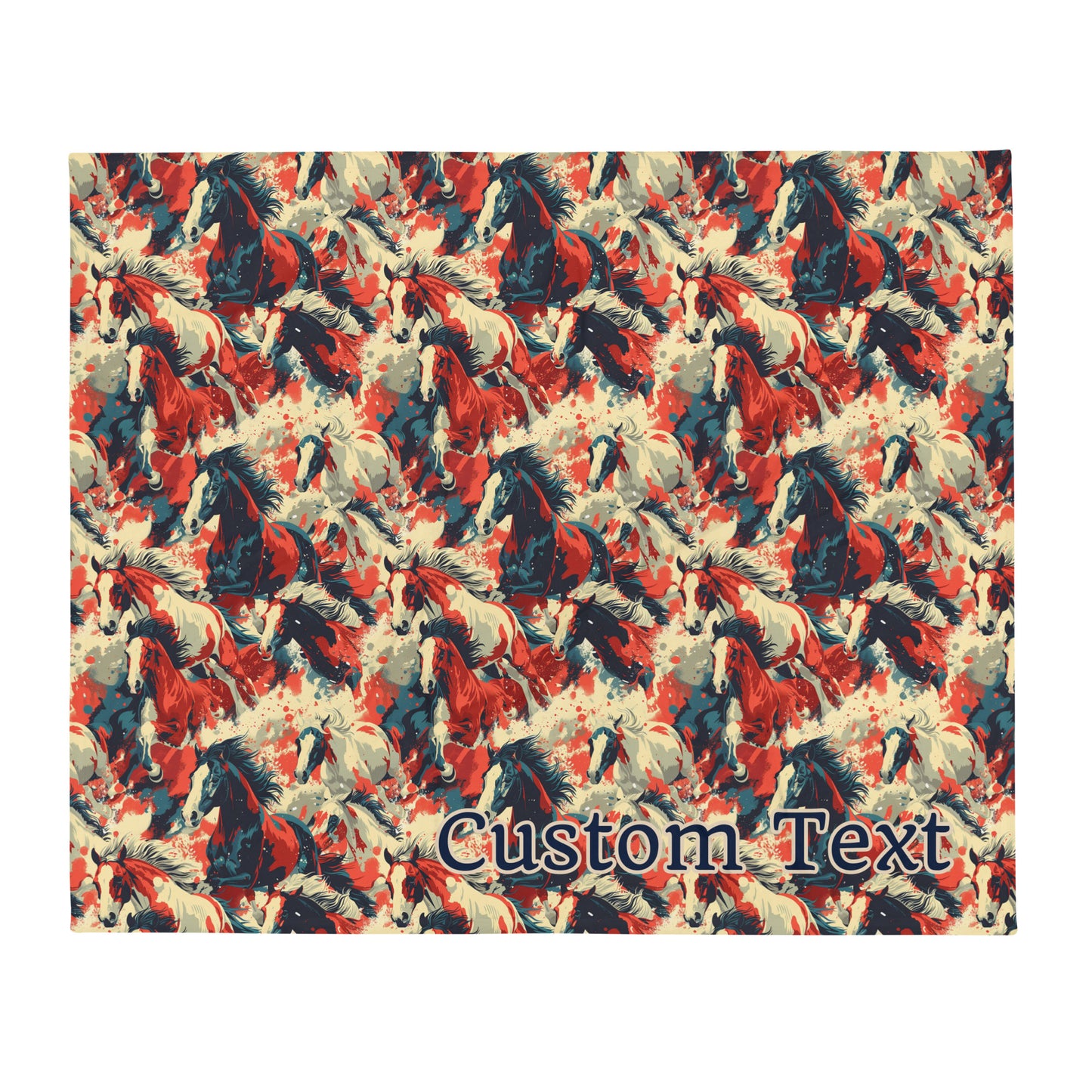 Custom Text Throw Blanket, Wild Horses
