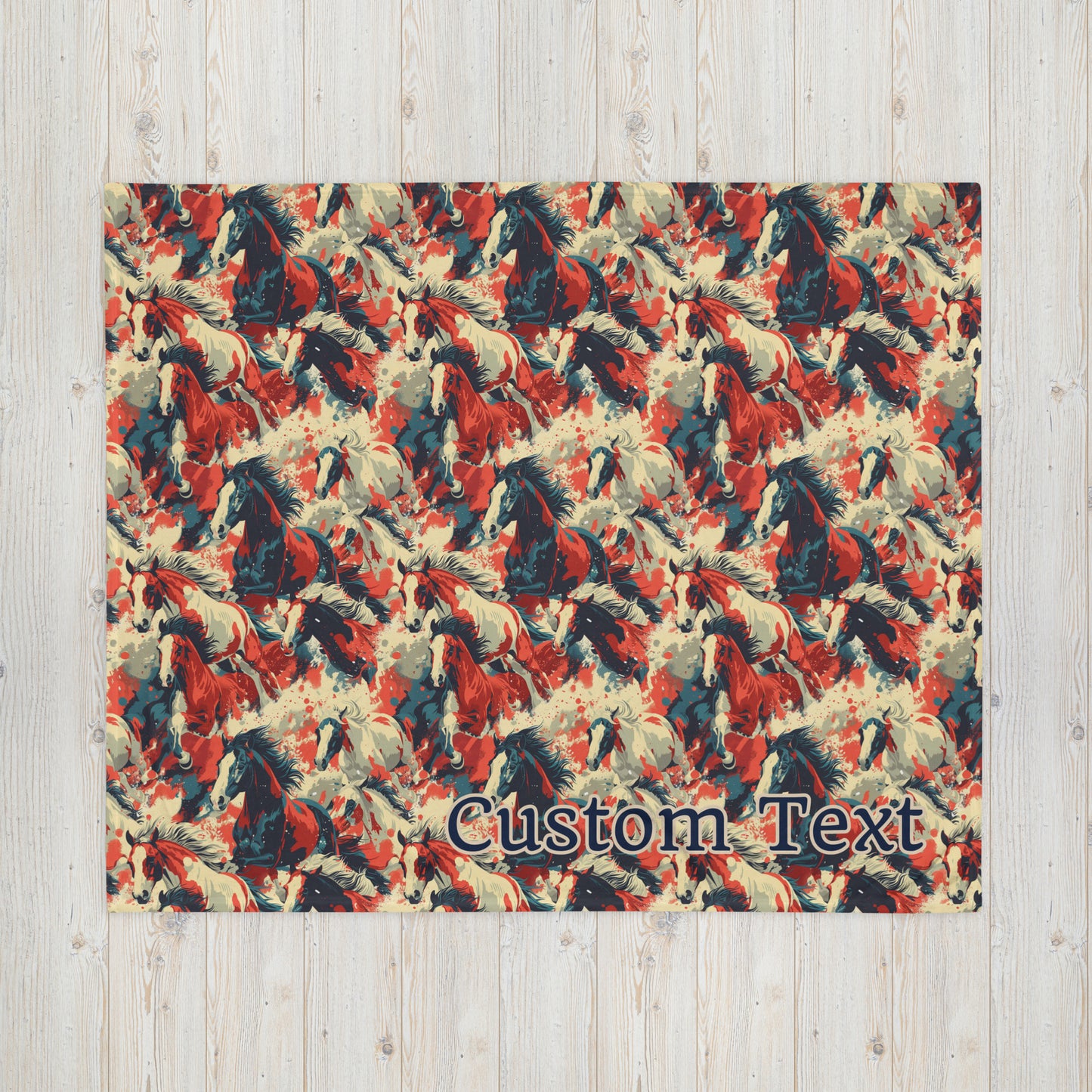 Custom Text Throw Blanket, Wild Horses