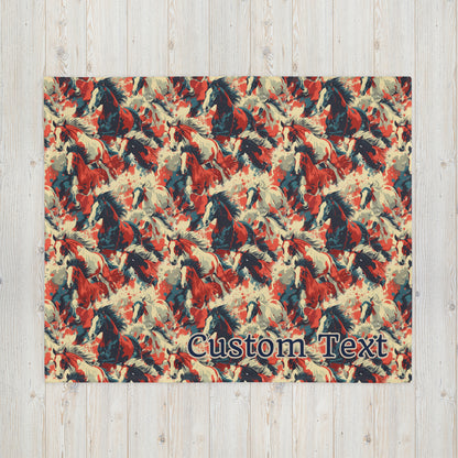 Custom Text Throw Blanket, Wild Horses