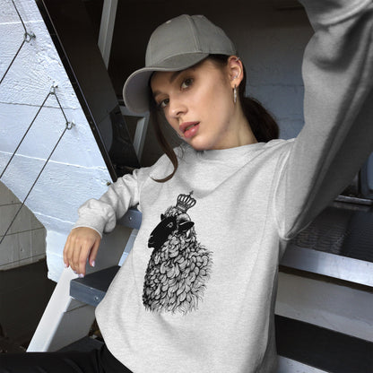 Pullover Adult Sweatshirt, Black Sheep with Crown Graphic