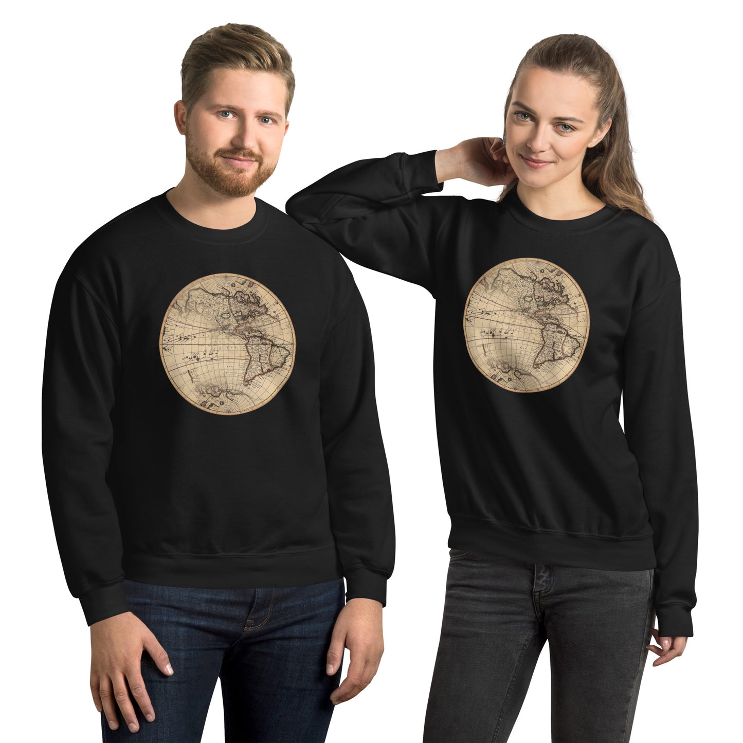 Sweatshirt Adult Pullover, Vintage Globe Graphic