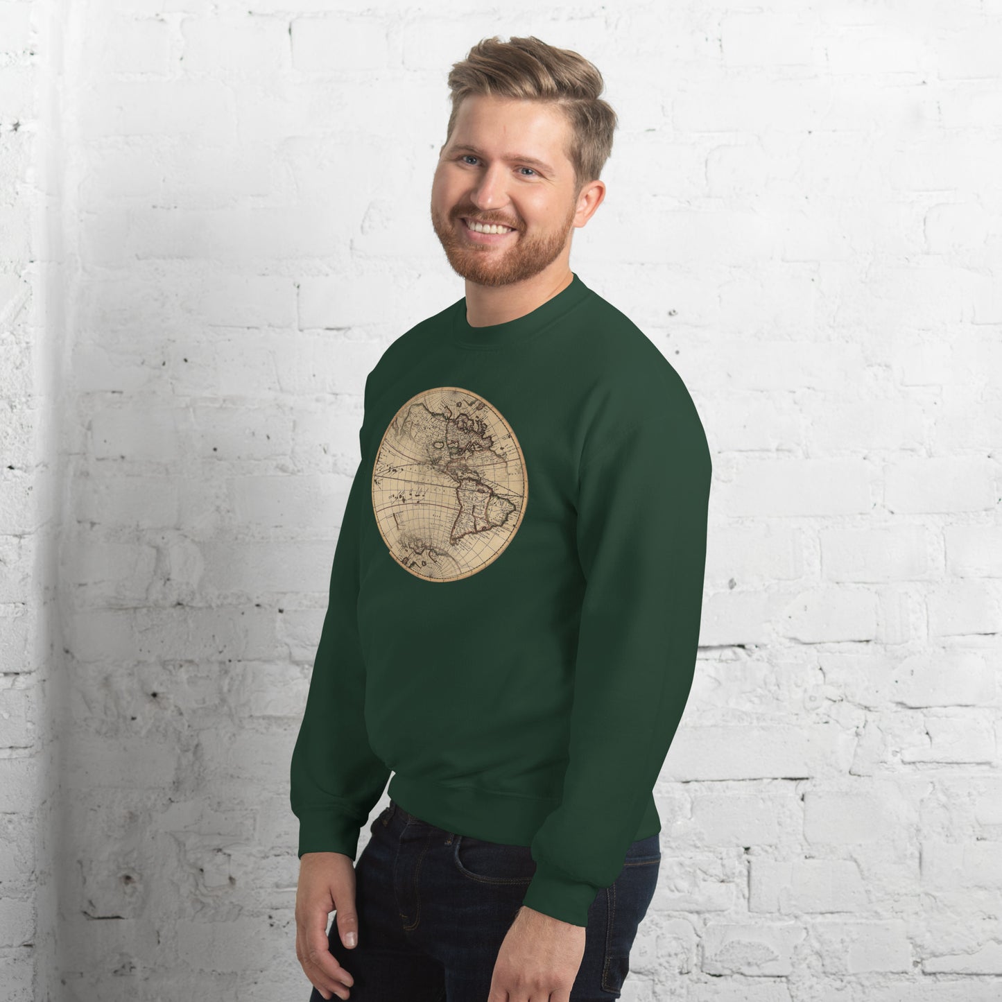 Sweatshirt Adult Pullover, Vintage Globe Graphic