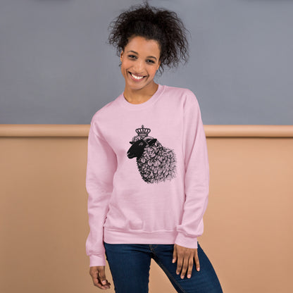 Pullover Adult Sweatshirt, Black Sheep with Crown Graphic