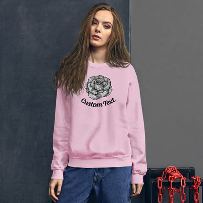 Custom Text, Pullover Sweatshirt Rose Graphic Print Unisex