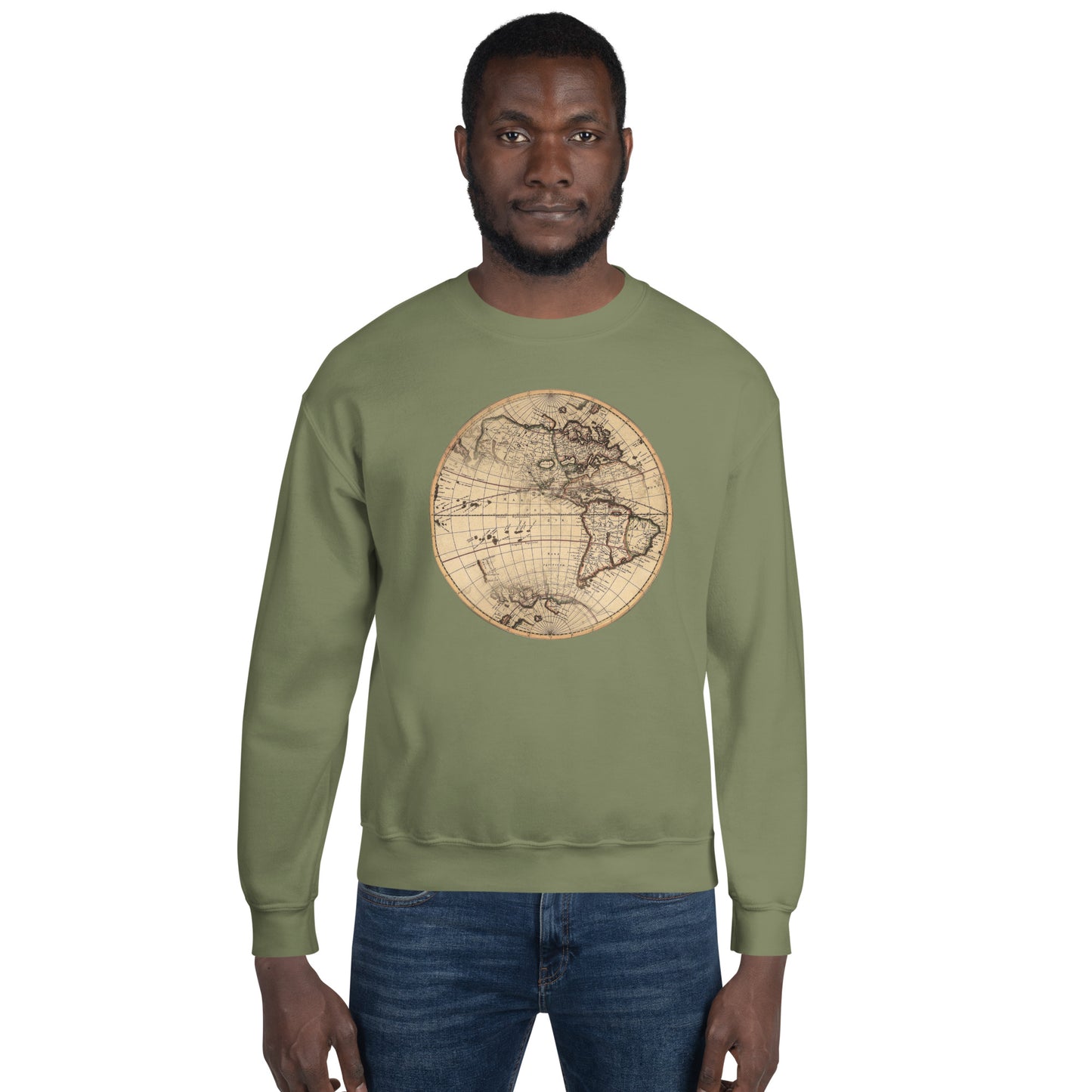 Sweatshirt Adult Pullover, Vintage Globe Graphic