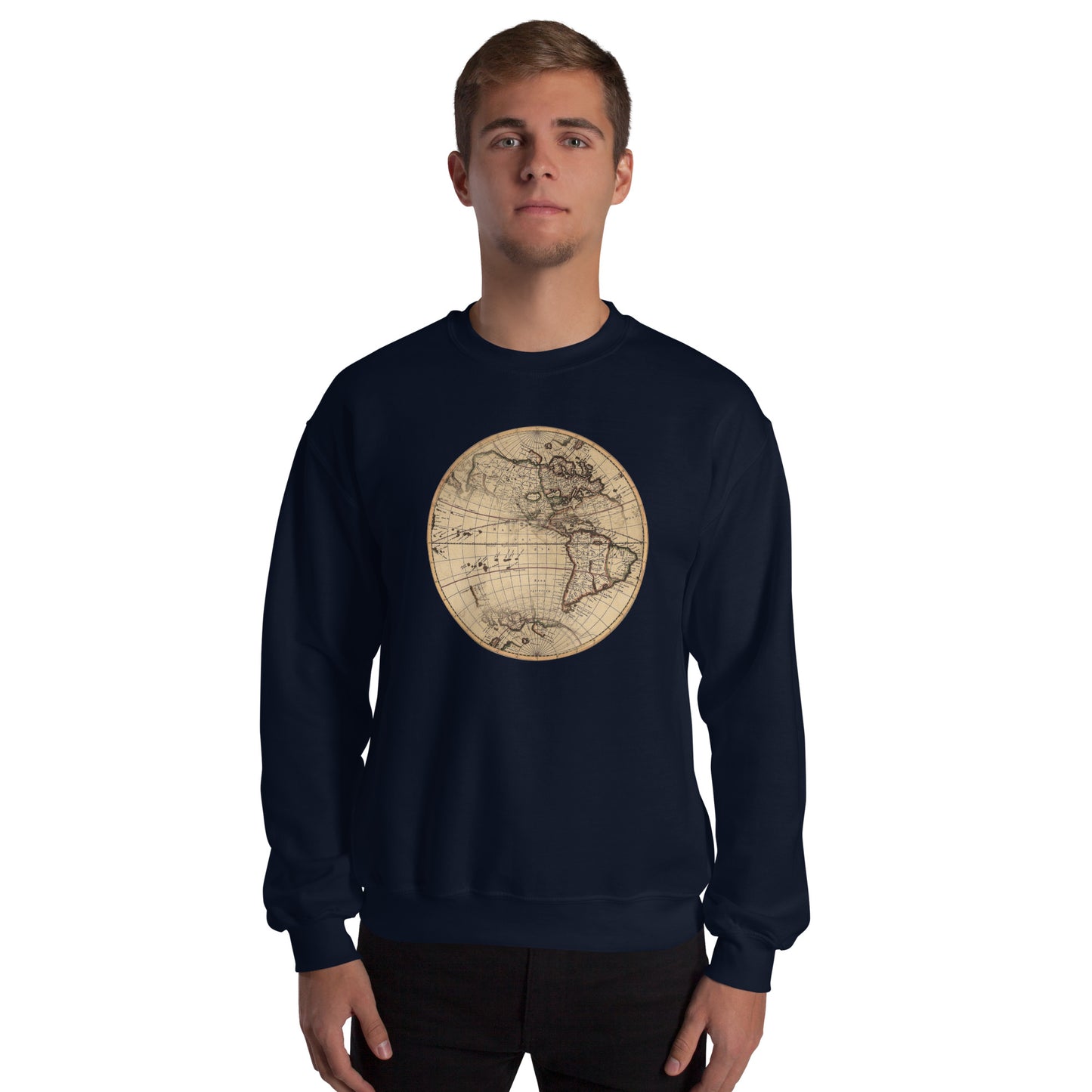 Sweatshirt Adult Pullover, Vintage Globe Graphic