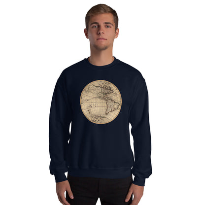 Sweatshirt Adult Pullover, Vintage Globe Graphic