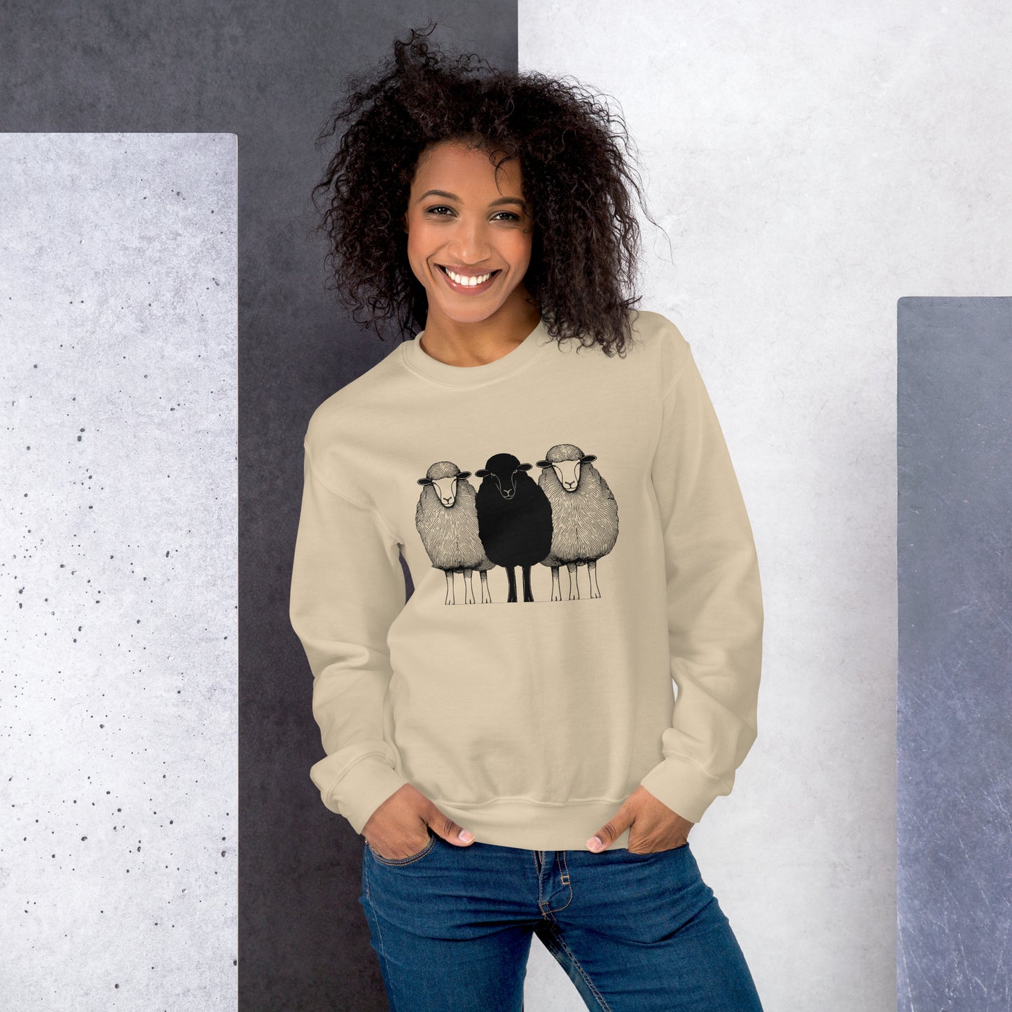 Pullover Adult Sweatshirt Black Sheep Graphic