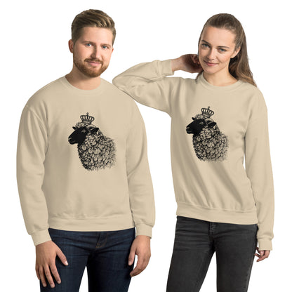 Pullover Adult Sweatshirt, Black Sheep with Crown Graphic