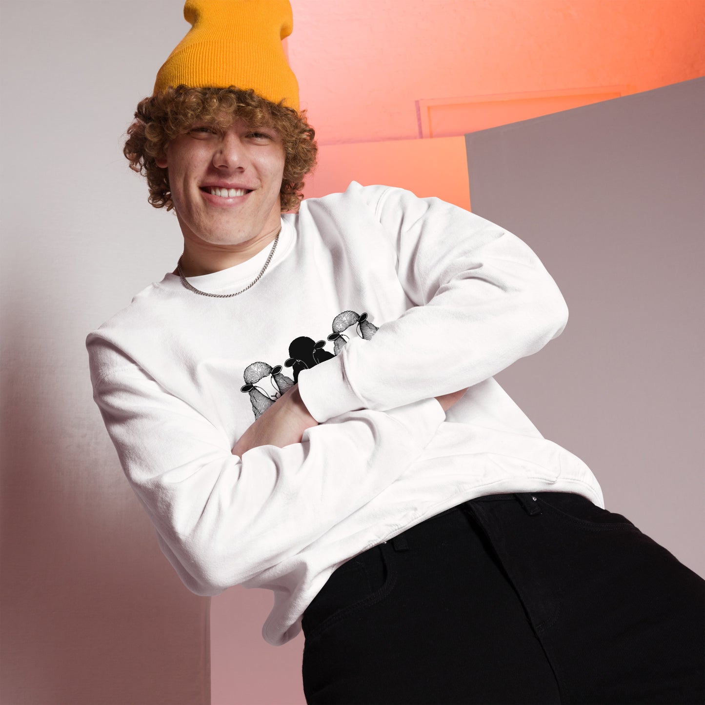 Pullover Adult Sweatshirt Black Sheep Graphic