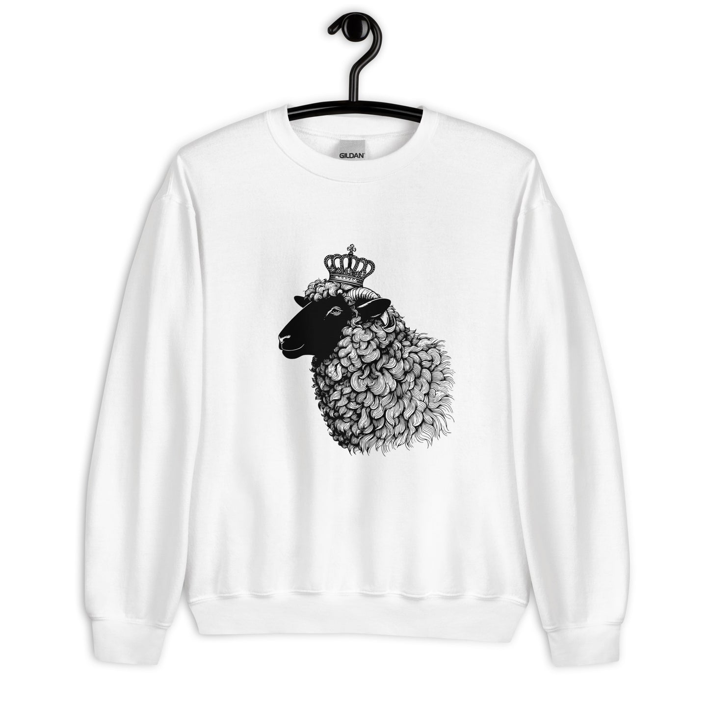 Pullover Adult Sweatshirt, Black Sheep with Crown Graphic