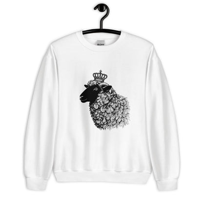Pullover Adult Sweatshirt, Black Sheep with Crown Graphic