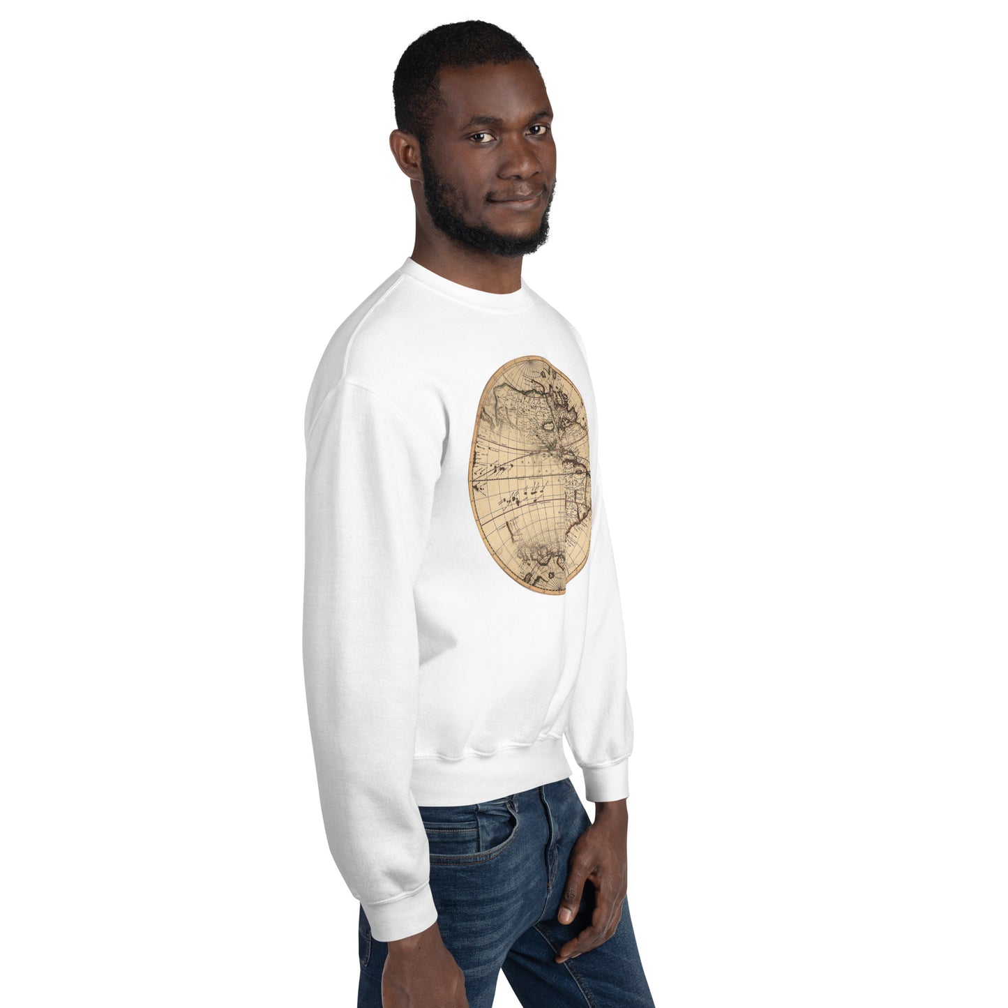 Sweatshirt Adult Pullover, Vintage Globe Graphic