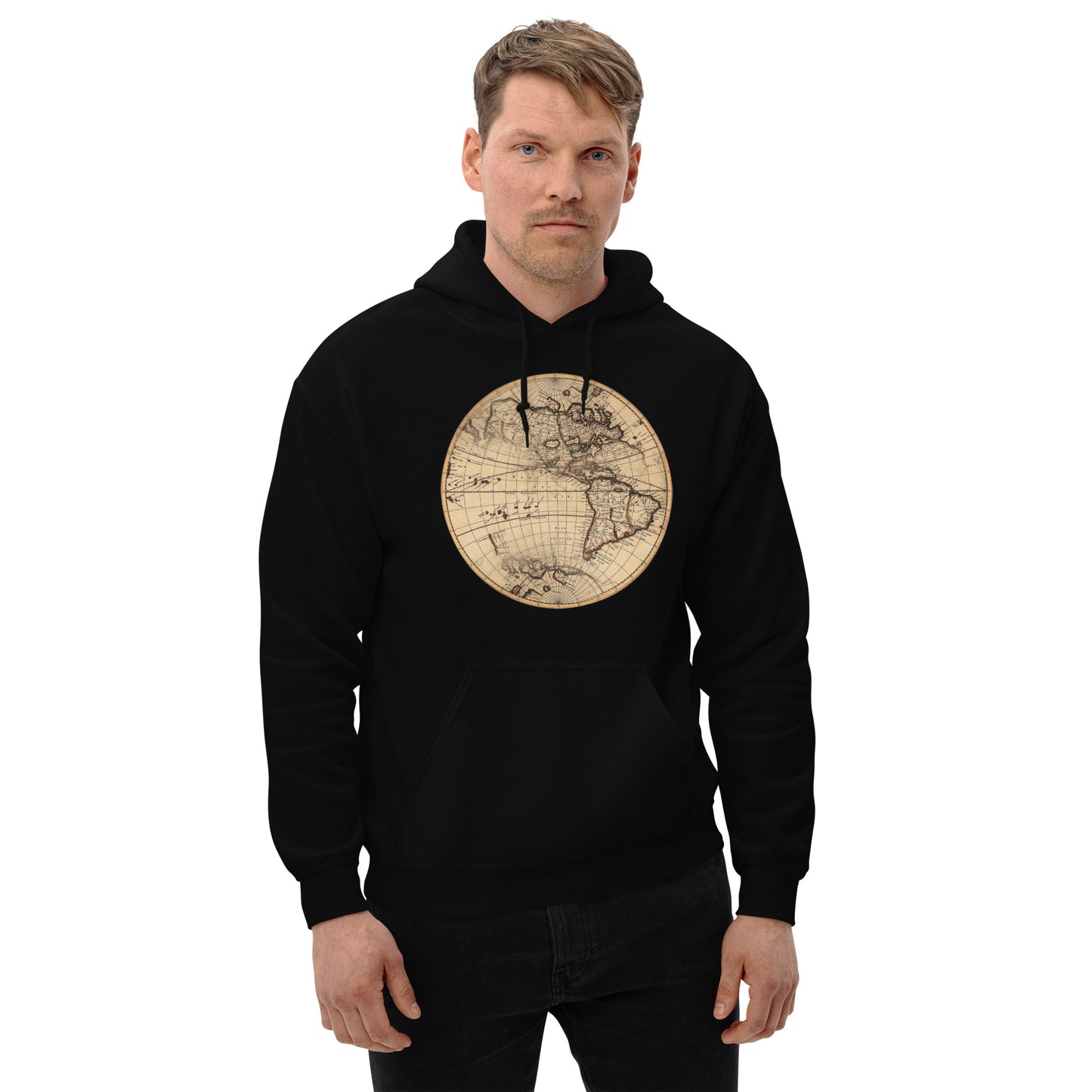 Vintage Globe Graphic Adult Pullover Hoodie