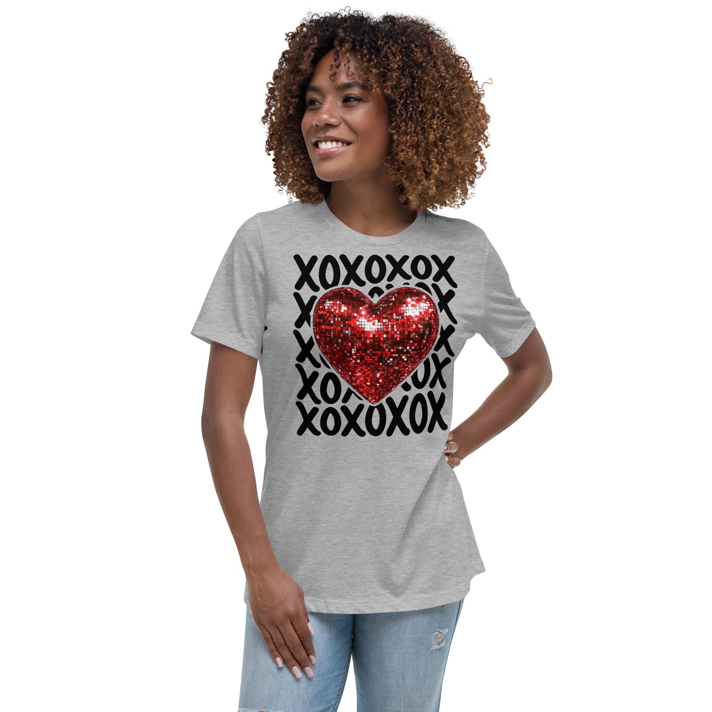 Women's Relaxed T-Shirt, XOXO Heart Graphic
