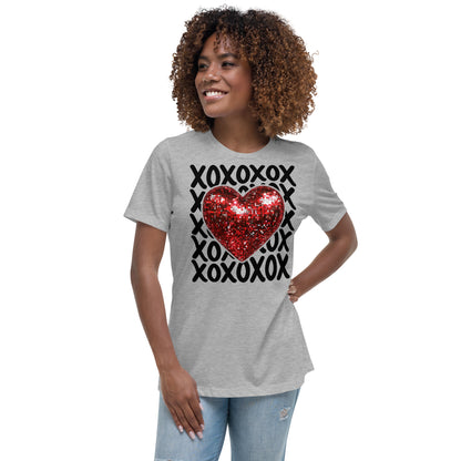 Women's Relaxed T-Shirt, XOXO Heart Graphic