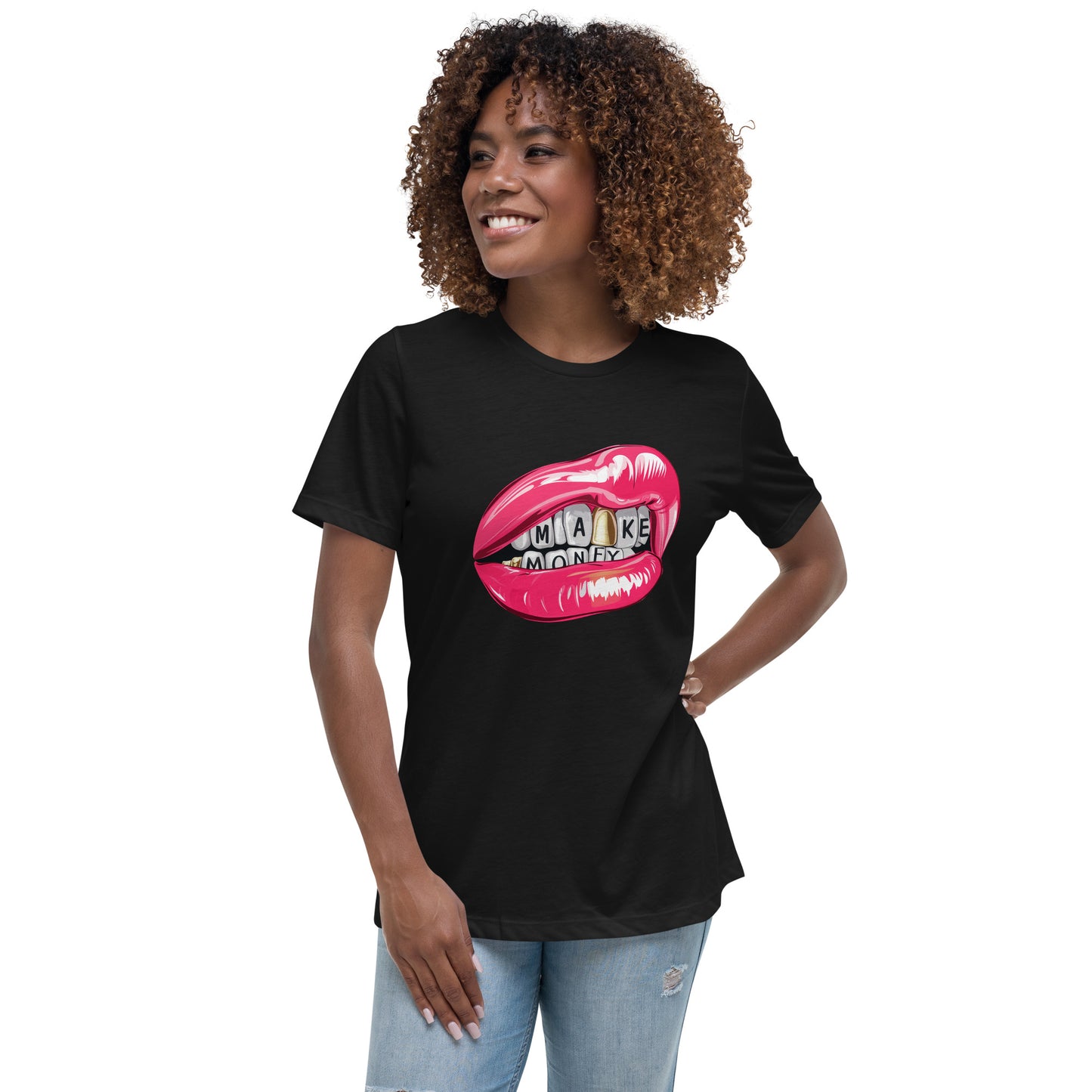 Women's Relaxed T-Shirt, Make Money Graphic