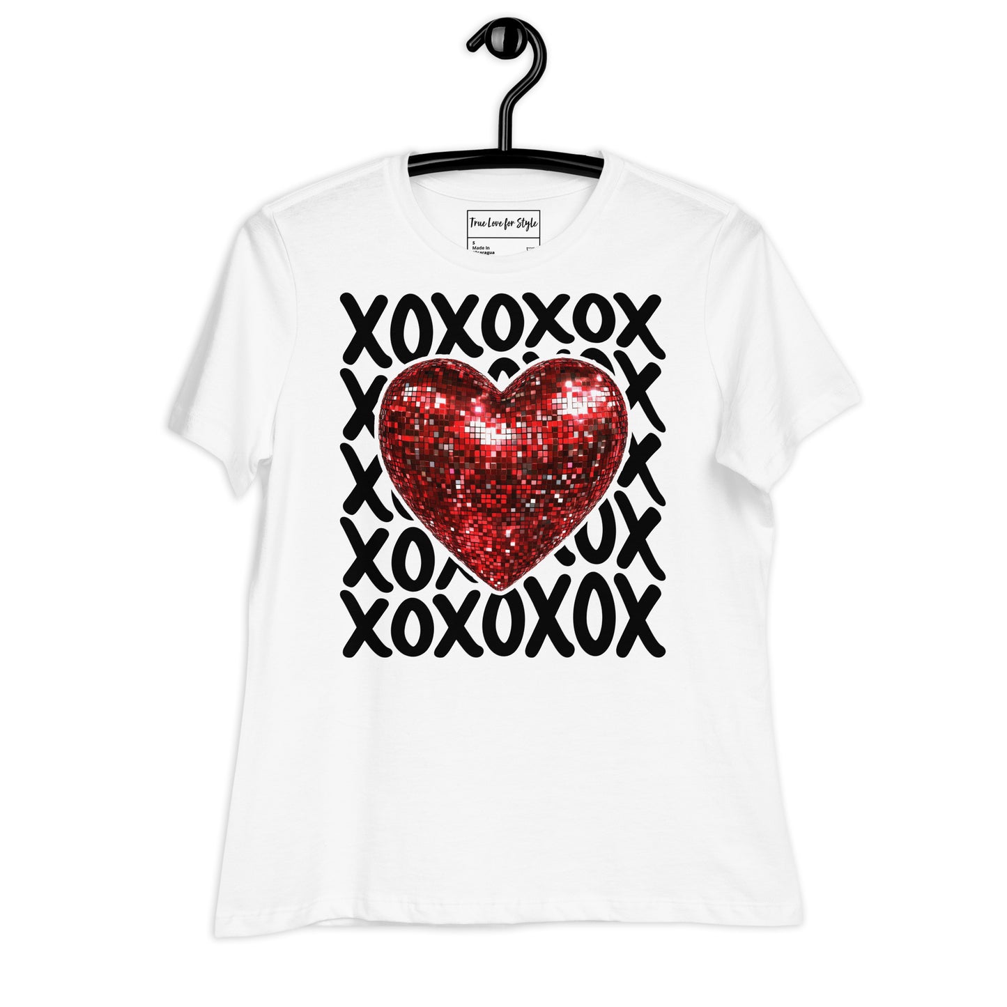Women's Relaxed T-Shirt, XOXO Heart Graphic