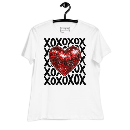 Women's Relaxed T-Shirt, XOXO Heart Graphic