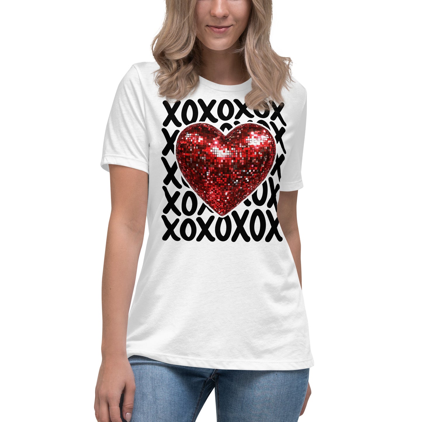 Women's Relaxed T-Shirt, XOXO Heart Graphic